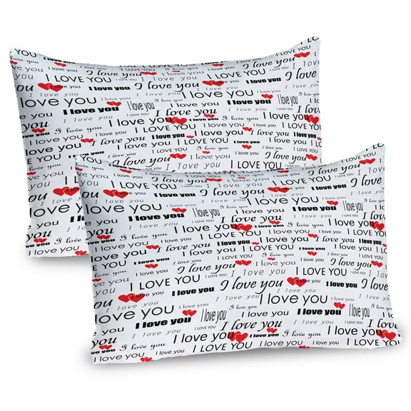 Ambesonne Romantic Pillow Sham 2 Pack, Romance Couple Love, 30"x20", Vermilion Black White