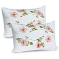 thumbnail image 1 of Ambesonne Romantic Pillow Sham 2 Pack, Rose Flower Petals, 26"x20", Reseda Green Peach Coral, 1 of 3