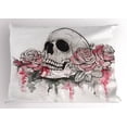 thumbnail image 1 of Ambesonne Romantic Pillow Sham, Skull Head Roses, 36" X 20", White Pale Pink Black, 1 of 2