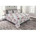 thumbnail image 1 of Ambesonne Romantic Quilted Bedspread Set 3 Pcs, Spring Flowers Roses, Queen Size, Almond Green Pale Pink, 1 of 3