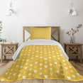 thumbnail image 1 of Ambesonne Romantic Quilted Coverlet 2 Pcs, Heart Shapes and Dots, Twin Size, Yellow White, 1 of 4