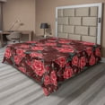 thumbnail image 1 of Ambesonne Romantic Roses Flat Bedding Sheet Soft Top Sheet, Flower Winery Colors, Queen, Burgundy Coral Green, 1 of 1