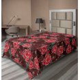 thumbnail image 1 of Ambesonne Romantic Roses Flat Bedding Sheet Soft Top Sheet, Flower Winery Colors, Twin XL, Burgundy Coral Green, 1 of 1