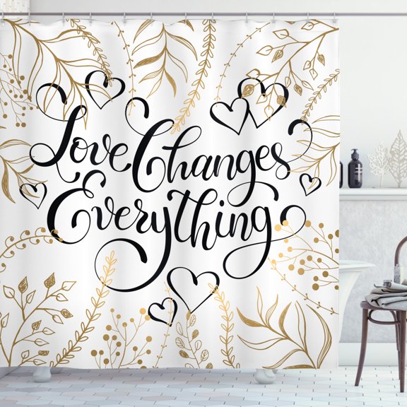 Ambesonne Romantic Shower Curtain, Foliage Pattern, 69"Wx70"L, Sepia Peach Black