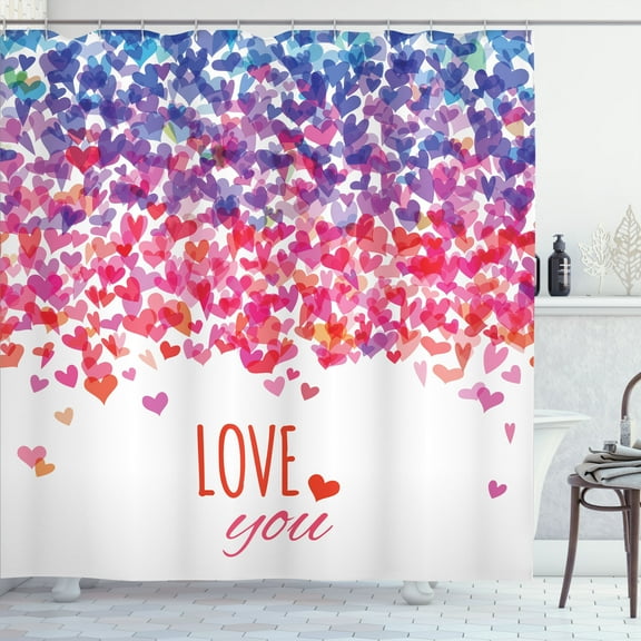 Ambesonne Romantic Shower Curtain, Hearts Love Springtime, 69"Wx70"L, Multicolor