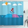 thumbnail image 1 of Ambesonne Romantic Shower Curtain, Lover Whales in Ocean, 69"Wx70"L, Blue and Pink, 1 of 3