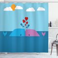 thumbnail image 1 of Ambesonne Romantic Shower Curtain, Lover Whales in Ocean, 69"Wx75"L, Blue and Pink, 1 of 3