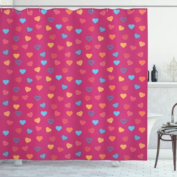 Ambesonne Romantic Shower Curtain, Valentine Days Lovers, 69"Wx70"L, Multicolor