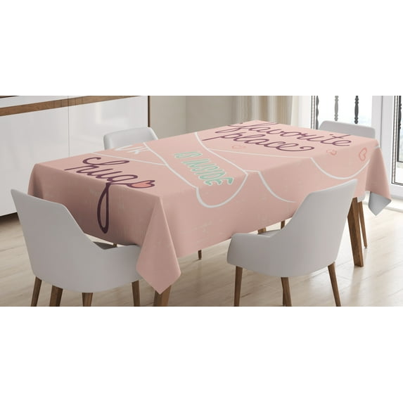 Ambesonne Romantic Tablecloth Rectangular Table Cover, Typography with Soft Color, 52"x70", Multicolor