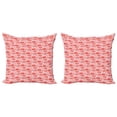 thumbnail image 1 of Ambesonne Romantic Throw Pillow Cover 2 Pack, Roses and Little Hearts, 16", Rose Coral, 1 of 2