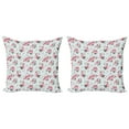 thumbnail image 1 of Ambesonne Romantic Throw Pillow Cover 2 Pack, Spring Flowers Roses, 18", Almond Green Pale Pink, 1 of 2