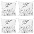 thumbnail image 1 of Ambesonne Romantic Throw Pillow Cover 4 Pack, Bride Party Flowers, 18", Black and White, 1 of 6