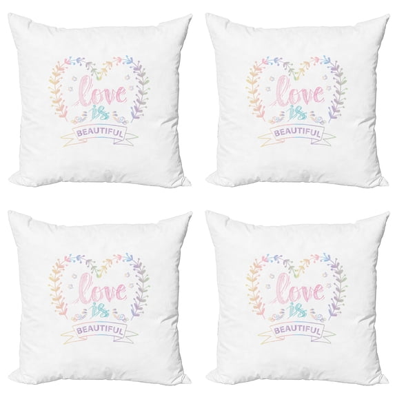 Ambesonne Romantic Throw Pillow Cover 4 Pack, Pastel Dreamy Spring, 20", Multicolor