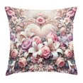 thumbnail image 1 of Ambesonne Romantic Throw Pillow Cushion Cover, Pastel Love Garden Flowers, 26" X 26", Pale Pink Peach and Lilac, 1 of 2