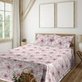 thumbnail image 1 of Ambesonne Romantic Vibes Fitted & Flat Sheet with Shams 4 Pcs Set, Aquarelle Flowers, Calking, Pale Pink Dried Rose, 1 of 1