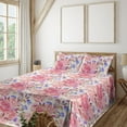 thumbnail image 1 of Ambesonne Romantic Vibes Fitted & Flat Sheet with Shams 4 Pcs Set, Dreamy Floral Print, Calking, Pastel Pink Lavender Blue, 1 of 5
