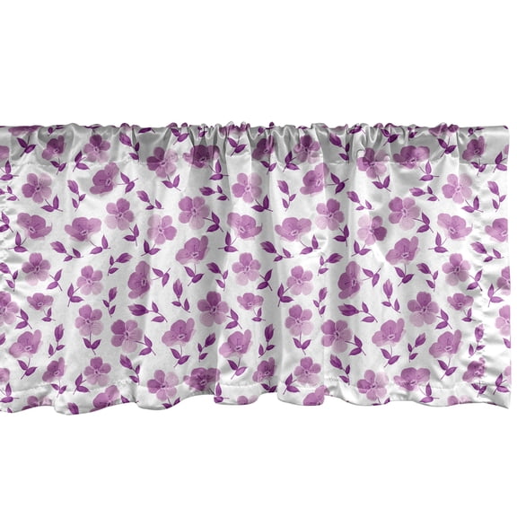 Ambesonne Romantic Window Valance, Floral Bridal Pattern, 54" X 12", Violet White
