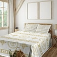 thumbnail image 1 of Ambesonne Rome Emoji Fitted & Top Sheet Set with Sham, Classic Rococo Damask, Pale Earth Yellow Pearl, 1 of 5