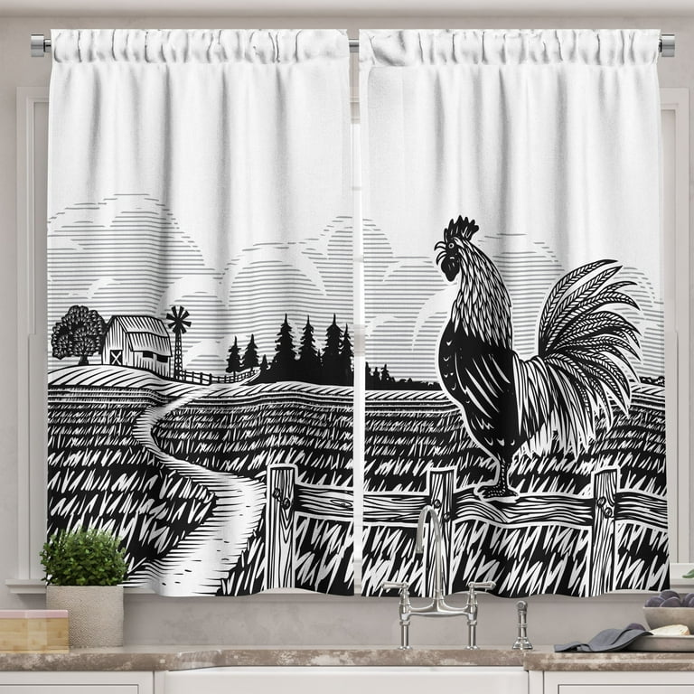 Black and white kitchen curtains deals