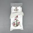 thumbnail image 1 of Ambesonne Rose Bedding Set 3 Pcs, Romantic Sea Anchor, Twin, Hot Pink Green Taupe, 1 of 3