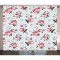 thumbnail image 1 of Ambesonne Rose Curtains 2 Panel Set, Pink Blossom English Flora, 108" x 84", Reseda Green Pink, 1 of 3