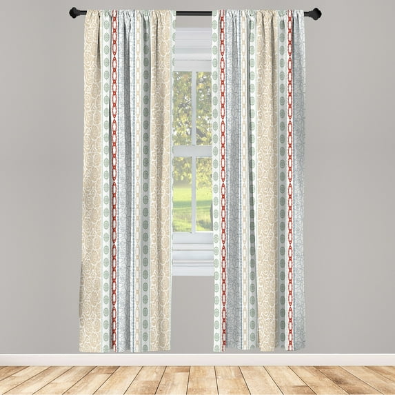 Ambesonne Rose Curtains, Victorian Motifs Classical Art, Pair of 28"x84", Champagne Beige