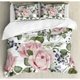 thumbnail image 1 of Ambesonne Rose Duvet Cover Set, Flourishing Pink Flora, King, Pale Pink Green Bluegrey, 1 of 6