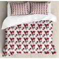 thumbnail image 1 of Ambesonne Rose Duvet Cover Set, Watercolor Gothic, Queen, Vermilion Black Green, 1 of 6