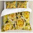 thumbnail image 1 of Ambesonne Rose Duvet Cover Sets, Yellow Bridal Flourish, 2-King, Yellow Pale Green, 1 of 7