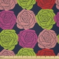 thumbnail image 1 of Ambesonne Rose Fabric by the Yard Microfiber, Bouquets of Valentine's Day, 5 Yards, Lime Green and Multicolor, 1 of 2