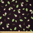 thumbnail image 1 of Ambesonne Rose Fabric by the Yard Microfiber, Rosebuds with Stems and Leaves, 10 Yards, Pale Green Black, 1 of 4