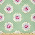 thumbnail image 1 of Ambesonne Rose Fabric by the Yard Microfiber, Vintage Feels Floral Polka Dot, 1 Yard, Magenta Pale Green, 1 of 2