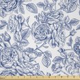 thumbnail image 1 of Ambesonne Rose Fabric by the Yard Microfiber, Vintage Monochromatic Flower, 5 Yards, Dark Violet White, 1 of 2