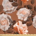 thumbnail image 1 of Ambesonne Rose Fabric by the Yard Upholstery, Vintage Art Warm Tone Flowers, 5 Yards, Pale Cinnamon and Redwood, 1 of 5