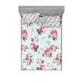 thumbnail image 1 of Ambesonne Rose Fitted Sheet & Pillow Sham Set, Pink Blossom English Flora, King, Reseda Green Pink, 1 of 2