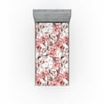 thumbnail image 1 of Ambesonne Rose Fitted Sheet, Romantic Grunge Flowers Print, Twin XL Size, Dark Blue Grey and Coral, 1 of 5