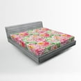 thumbnail image 1 of Ambesonne Rose Fitted Sheet, Soft Blossoming, Queen Size, Pink Green, 1 of 2