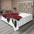 thumbnail image 1 of Ambesonne Rose Flat Sheet, Red Bloom Gentle Florets, California King, Hunter Green Violet Blue, 1 of 1