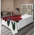 thumbnail image 1 of Ambesonne Rose Flat Sheet, Red Bloom Gentle Florets, Twin Size, Hunter Green Violet Blue, 1 of 1