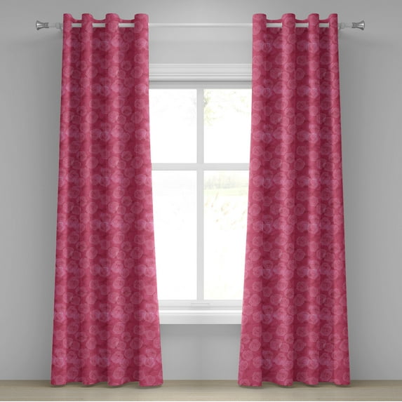 Ambesonne Rose Grommet Curtain, Shades of Pink Romantic, 50" x 108", Pink