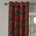 thumbnail image 1 of Ambesonne Rose Grommet Curtain Single Panel, Retro Petals Leaves Growth, 50"x60", Ruby Hunter Green Black, 1 of 5