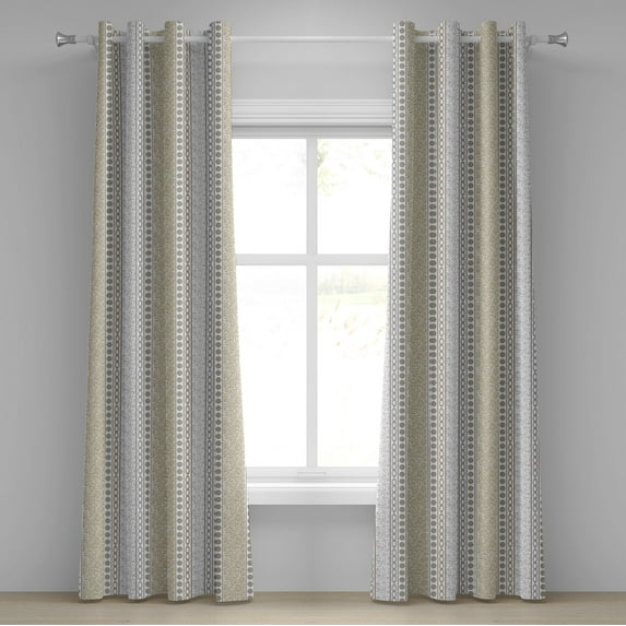 Ambesonne Rose Grommet Curtain, Vintage Floral Victorian, 50" x 84", Grey Tan and White