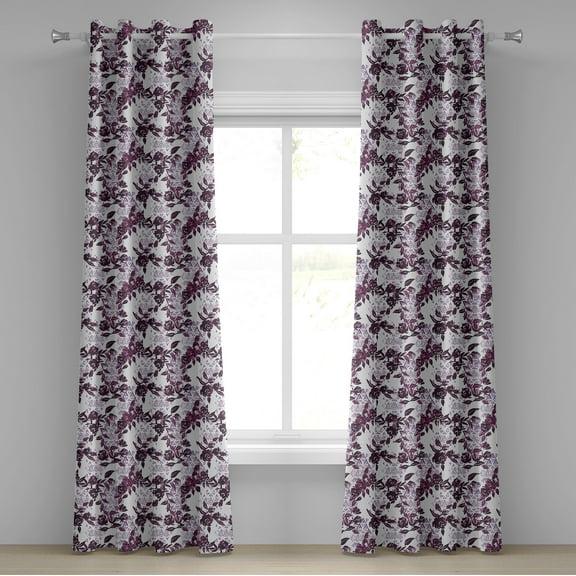Ambesonne Rose Grommet Curtain, Watercolor Geometric Art, 50" x 108", Plum Dried Rose Lavender
