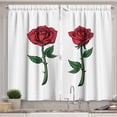 thumbnail image 1 of Ambesonne Rose Kitchen Curtains, Cartoon Flower with Thorns, 55"x36", Vermilion Emerald and White, 1 of 1