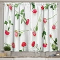 thumbnail image 1 of Ambesonne Rose Kitchen Curtains, Red Flowers Eucalyptus Leaves, 55"x39", Dark Pink and Reseda Green, 1 of 1