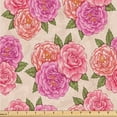 thumbnail image 1 of Ambesonne Rose Pattern Fabric by the Yard Upholstery, Garden Leafy Pattern, 1 Yard, Fern Green Soft Pink, 1 of 1