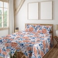 thumbnail image 1 of Ambesonne Rose Pattern Fitted & Flat Sheet with Shams 4 Pcs Set, Fantasy Dreamy Flowers, Calking, Pale Vermilion Dark Blue, 1 of 5