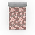 thumbnail image 1 of Ambesonne Rose Pattern Fitted Sheet, Boho Autumnal Flowers, Queen Size, Pale Pink Cinnamon Blush, 1 of 5