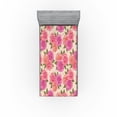 thumbnail image 1 of Ambesonne Rose Pattern Fitted Sheet, Garden Leafy Pattern, Twin XL Size, Fern Green Soft Pink, 1 of 5