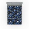 thumbnail image 1 of Ambesonne Rose Pattern Fitted Sheet, Night Jungle Flowers, King Size, Cobalt Blue Charcoal Grey, 1 of 1